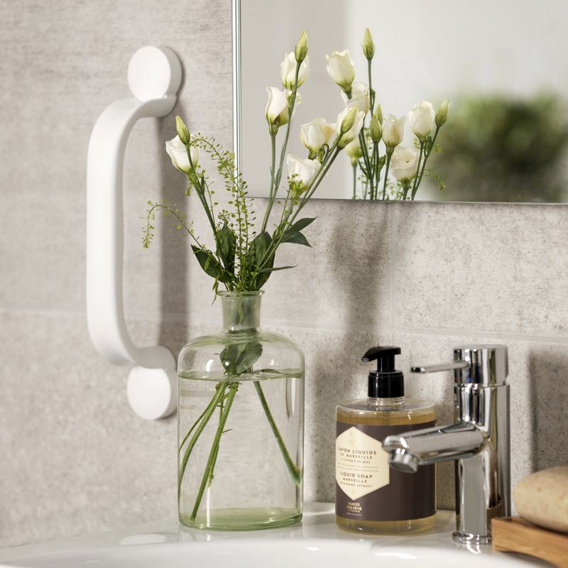 Grab bar adhesive mounting